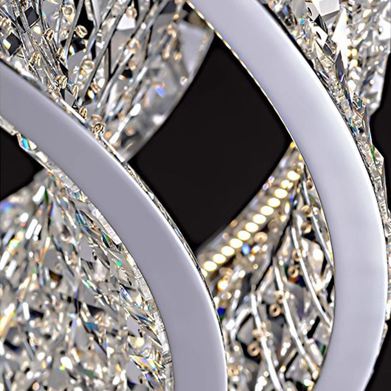 Lustra LED cu Telecomanda, LLC160/750X350GD, Cristal si Metal, 160W, Dimabila, Inaltime Reglabila, Lumina Rece/Calda/Neutra, Iluminat Luxos