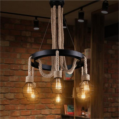 Lustra Roata LV580/6BK, 6*E27, Maro, Metal si Sfoara