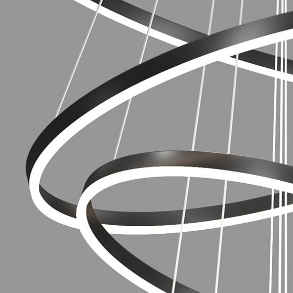 Lustra LED suspendata cu telecomanda CASIANA 40W, 2 Cercuri, lumina Rece/Calda/Neutra, Dimabila, Negru, Inaltime Reglabila