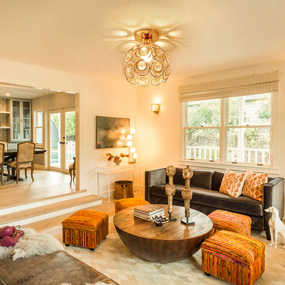 Lustra Vera, 1*E27, Auriu, Metal si Cristal