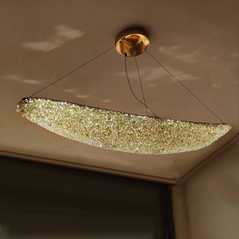 Candelabru Modern cu Cristal, PRAGA, 31W, Lungime 80 cm, Auriu, Inaltime reglabila