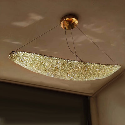 Candelabru Modern cu Cristal, PRAGA, 31W, Lungime 80 cm, Auriu, Inaltime reglabila