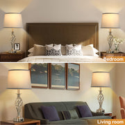 Veioza VZ212WH, 1x E27, Metal si Textil, Alb si Auriu