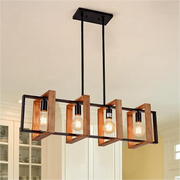 Lustra Vintage LV560/4BK, 4XE27, Rustic Barn, Lemn si Metal, 85cm, Negru