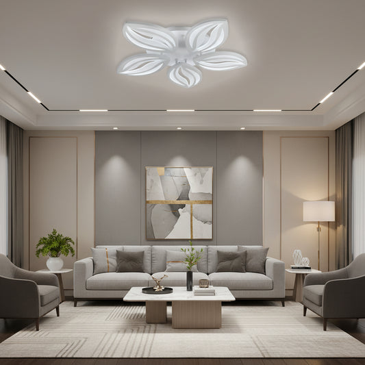 Lustra LED cu telecomanda ORCHID 66W, 5 Petale, lumina Rece/Calda/Neutra, Dimabila, Alb