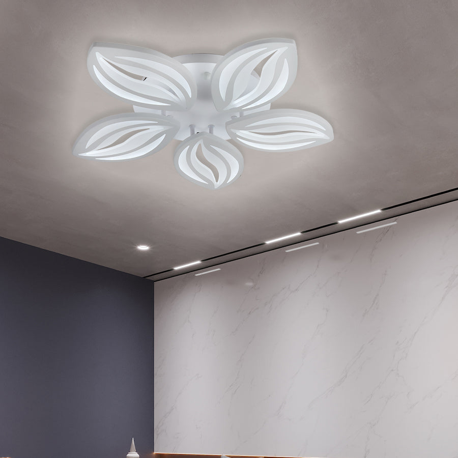 Lustra LED cu telecomanda ORCHID 65W, 5 Petale, lumina Rece/Calda/Neutra, Dimabila, Alb