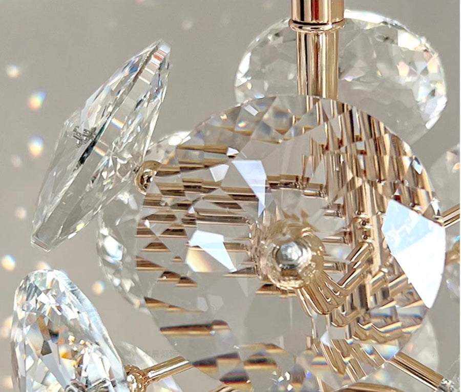 Candelabru Cristal LED KILKENNY Culmino, 144W, Lumina Neutra, Diametru 60cm, Auriu