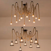 Lustra Vintage LV121/10BK, 10xE27, Rustic, Sfoara si Metal, 2x100cm, Suport Negru