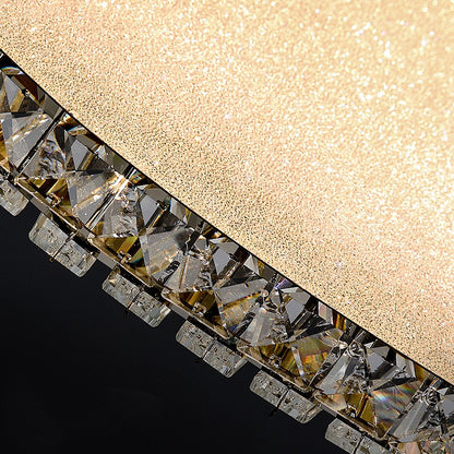 Lustra LED cu telecomanda si cristal LLC152/500CH 42W, 49cm, Cerc, lumina Rece/Calda/Neutra, Dimabila, Auriu