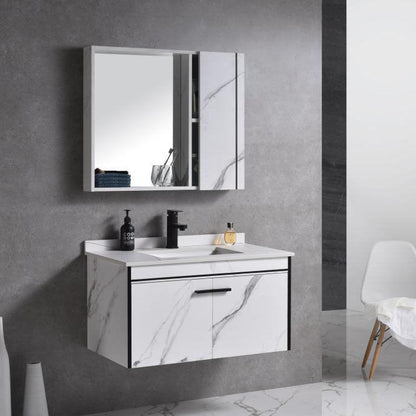 Set Mobilier pentru Baie CORFU, 80x48cm, 2 Piese, Negru si Alb