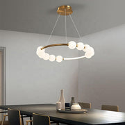 Lustră Suspendată LED Acril Nova 57W cu Telecomandă, Dimabilă, 3000K/4000K/6000K, Auriu, Metal și Acril