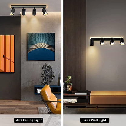 Lustra LED Ellen 46W Lumina Rece/Calda/Neutra Proiector Reglabil Acril si Metal Negru