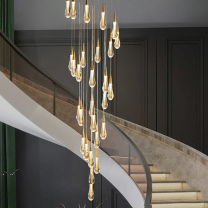 Candelabru Cristal LED Suspendat, 60W Iustinian, Diametru 60cm, Inaltime Reglabila, Auriu, Metal si Cristal