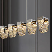 Lustra LED Suspendata, CC370/1200CH, Cristal si Metal, 30W, Telecomanda, Lumina Rece/Calda/Neutra, Iluminat Luxos