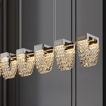 Lustra LED Suspendata, CC370/1200CH, Cristal si Metal, 30W, Telecomanda, Lumina Rece/Calda/Neutra, Iluminat Luxos