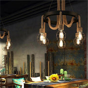 Lustra Roata LV580/6BK, 6*E27, Maro, Metal si Sfoara