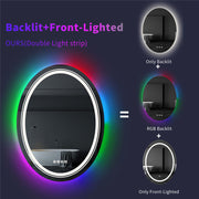 Oglinda LED Rotunda, 70cm, Celeste MotionGlow Marcello, Lumina RGB, Boxa Bluetooth, Sistem Dezaburire, Ceas & Termometru, Dimabila 70X70BTRGB