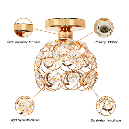 Lustra Vera, 1*E27, Auriu, Metal si Cristal