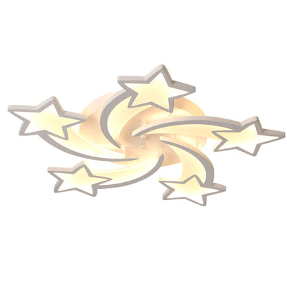 Lustra LED cu telecomanda IPOMOEA 69W, 5 Stele, lumina Rece/Calda/Neutra, Dimabila, Alb