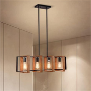 Lustra Vintage LV560/4BK, 4XE27, Rustic Barn, Lemn si Metal, 85cm, Negru