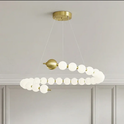 Lustră Suspendată LED Acril Aurelia 41W cu Telecomandă, Dimabilă, 3000K/4000K/6000K, Auriu, Metal și Acril