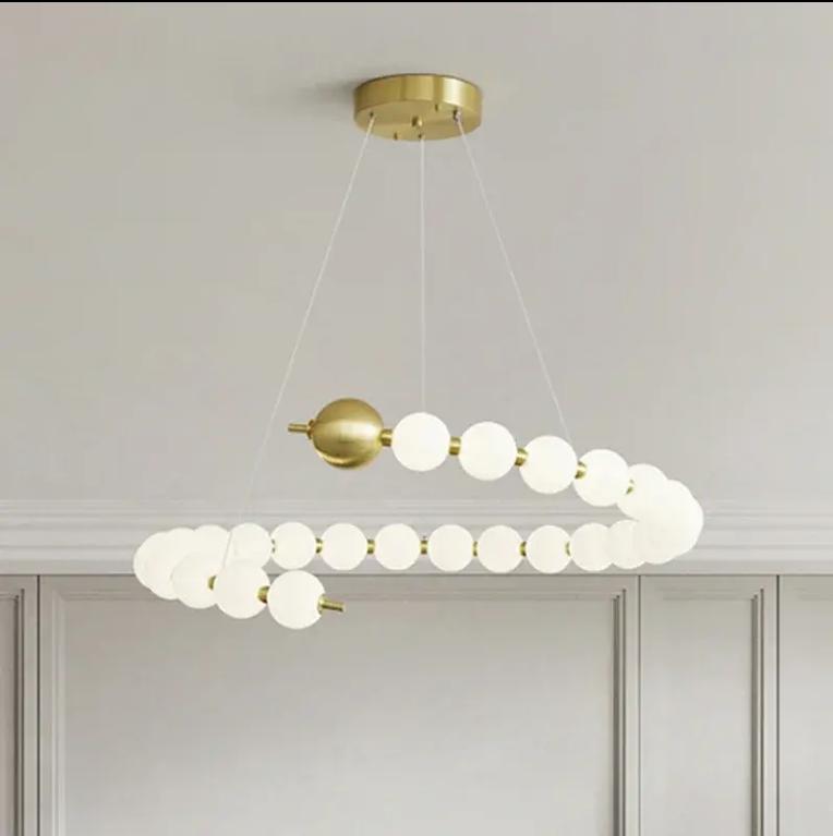 Lustră Suspendată LED Acril Aurelia 41W cu Telecomandă, Dimabilă, 3000K/4000K/6000K, Auriu, Metal și Acril