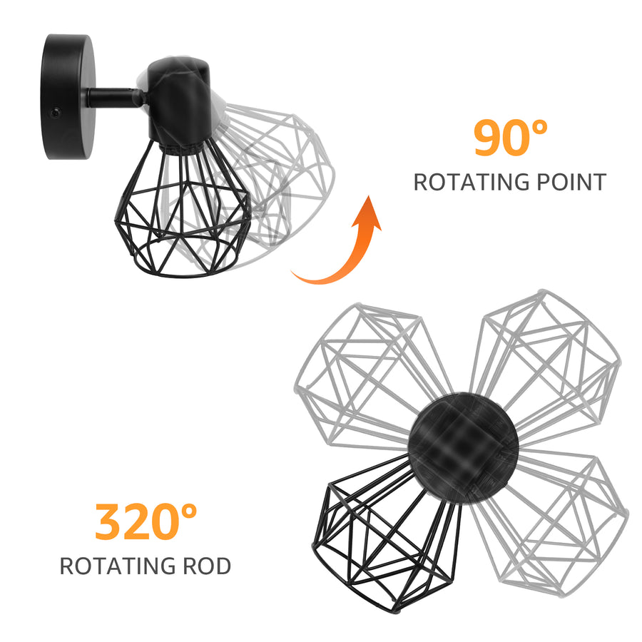 Lustra cu Abajur, GRACIE, LC365/1BK, Diamant, 1XE14, Negru, Metal