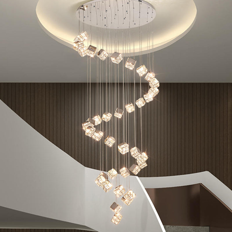 Candelabru Modern LED CM526/18, 51W, Diametru 58.5cm, Inaltime Reglabila, Crom