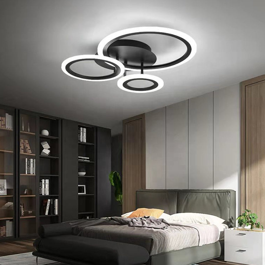 Lustra LED cu telecomanda BETTY 41W, 3 Cercuri, lumina Rece/Calda/Neutra, Dimabila, Negru