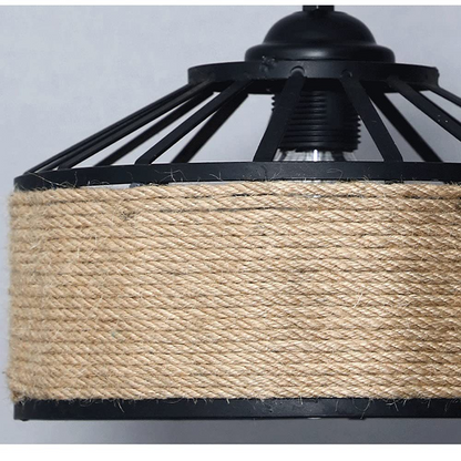 Lustra Vintage LV300/400BK, 1xE27, Rustic Barn, Sfoara si Metal, 150cm, Negru