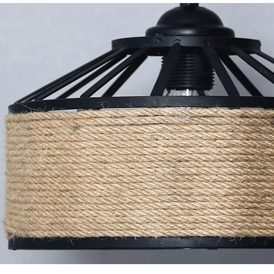 Lustra Vintage LV300/400BK, 1xE27, Rustic Barn, Sfoara si Metal, 150cm, Negru