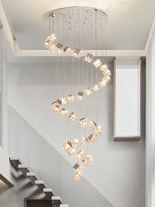Candelabru Modern LED CM526/18, 51W, Diametru 58.5cm, Inaltime Reglabila, Crom