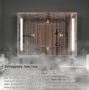 Oglinda LED cu Dulap AXEN 100x70 cm Alb – Banda Verticala si Senzor Touch