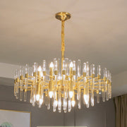 Candelabru Cristal CC850/620GD ,10xE14, 62X45cm, Inaltime Reglabila, Auriu Lucios, ,Design Elegant, Metal si Cristale