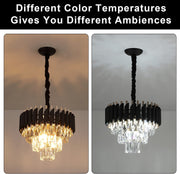 Candelabru Cristal VERSAILLES Petito 3xE14, Diametru 30cm, Auriu Lucios si Negru, Inaltime Reglabila