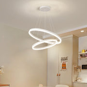 Lustra LED suspendata cu telecomanda CASIANA 41W, 2 Cercuri, lumina Rece/Calda/Neutra, Dimabila, Alb, Inaltime Reglabila