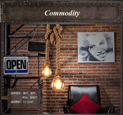 Lustra Vintage LV102/150X120, 2xE27, Rustic, Sfoara si Metal, 150cm, Suport Negru