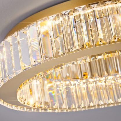 Lustra LED cu telecomanda si cristal VERTUS 18W, 30cm, Cerc, lumina Rece/Calda/Neutra, Dimabila, Auriu