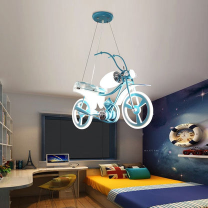Lustra LED pentru copii MOTO, Tip motocicleta, 40W, Lumina Rece/Calda/Neutra, Albastru Alb