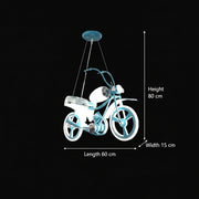 Lustra LED pentru copii MOTO, Tip motocicleta, 40W, Lumina Rece/Calda/Neutra, Albastru Alb