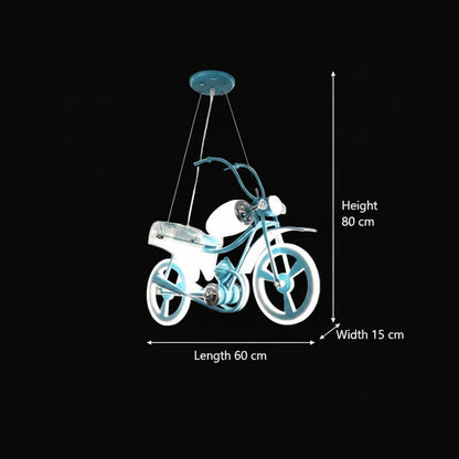 Lustra LED pentru copii MOTO, Tip motocicleta, 40W, Lumina Rece/Calda/Neutra, Albastru Alb