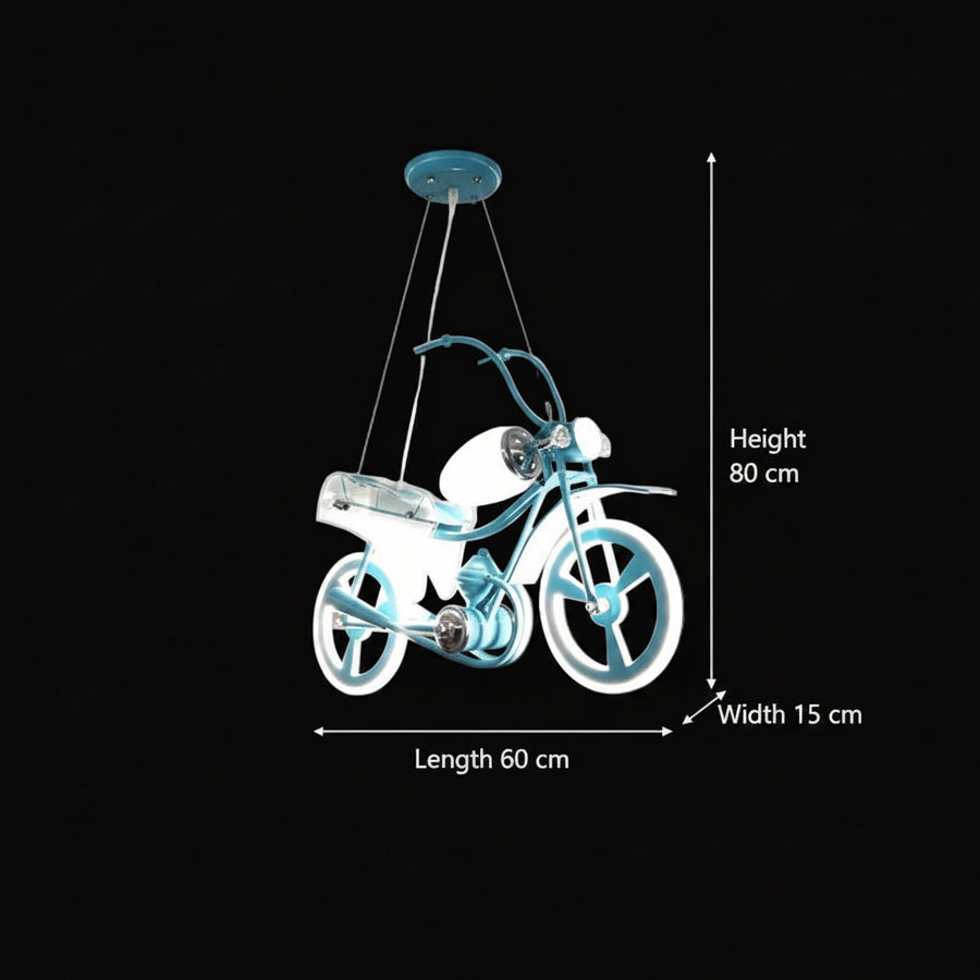 Lustra LED pentru copii MOTO, Tip motocicleta, 40W, Lumina Rece/Calda/Neutra, Albastru Alb