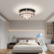 Lustra LED Cristal LLC151/500CH, 64W, 3 Elemente, lumina Rece/Calda/Neutra, Dimabila, Crom Lucios