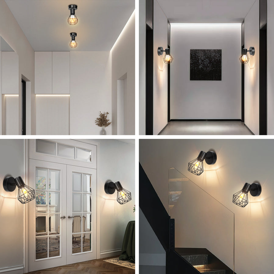 Lustra cu Abajur, GRACIE, LC365/1BK, Diamant, 1XE14, Negru, Metal