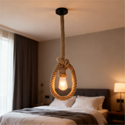 Lustra Vintage LV103/130, 1xE27, Rustic, Sfoara si Metal, 130cm, Suport Negru