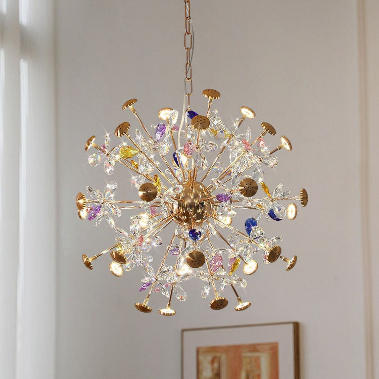 Candelabru Modern cu Cristal, CC372/600GD, 32xG4, Auriu si Cristale , 55cm, Inaltime Reglabila, Metal si Cristal