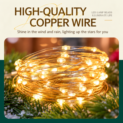 Instalatie de Craciun Liniara cu Fir Argintiu, Lumina Calda, 1000cm, 100 LED-uri