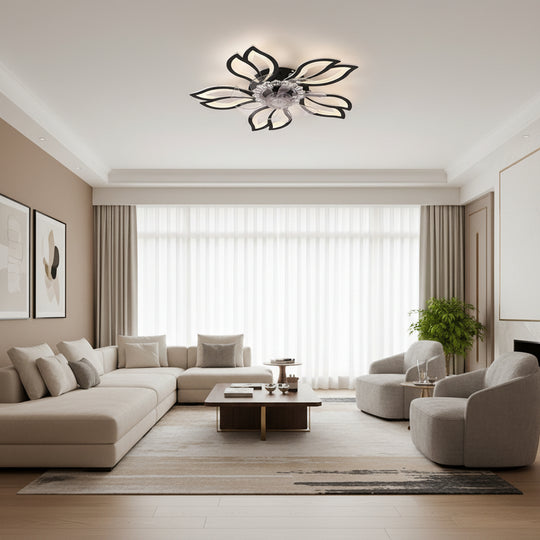 Lustra LED Ventilator ANEMO cu Telecomanda, 30W, D61cm, Lumina Rece/Neutra/Calda, Negru