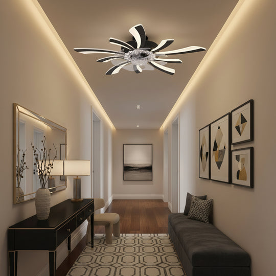 Lustra LED Ventilator VIRTULA cu Telecomanda, 29W, D77cm, Lumina Rece/Neutra/Calda, Negru