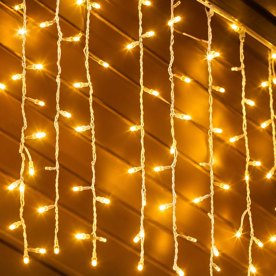 Instalatie de Craciun tip Perdea Luminoasa LED, lumina calda, 300 x 200cm, 192 LED-uri